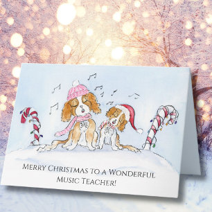 Carte Professeur de Musique Joyeux Noël Chiens CKCS