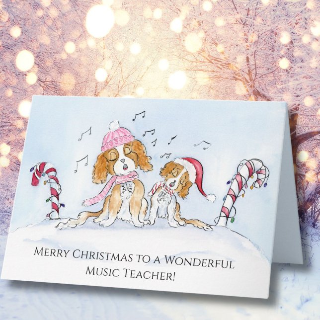 Carte Professeur de Musique Joyeux Noël Chiens CKCS (Créateur téléchargé)