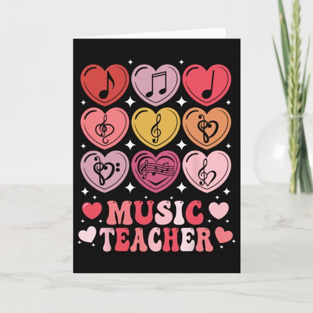 Carte Professeur de musique Saint-Valentin Notes de musi (Devant)