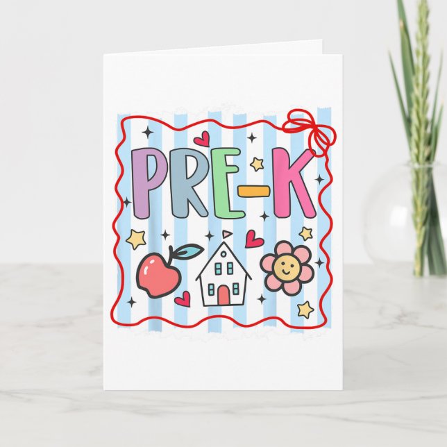 Carte Professeur de pré-maternelle Fille Garçon Premier  (Devant)