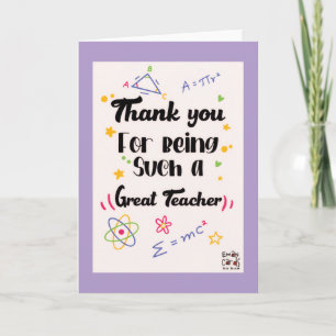 Carte Professeur de Sciences et de Maths - Merci