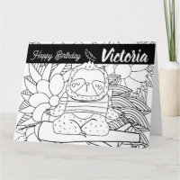 Professeur de yoga paresseux anniversaire floral c