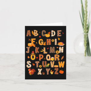 Carte Professeur Enfants Alphabet Dinde Citrouille Autom