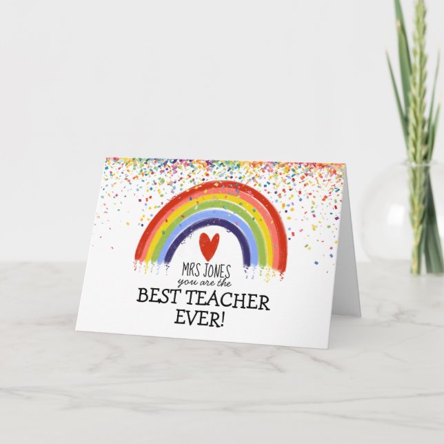 Carte Professeur exceptionnel personnalisé arc-en-ciel (Devant)