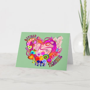 Carte Professeur retraité Artsy Coeur rétro