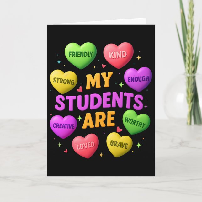 Carte Professeur Saint-Valentin Cœur Mes élèves sont aim (Devant)