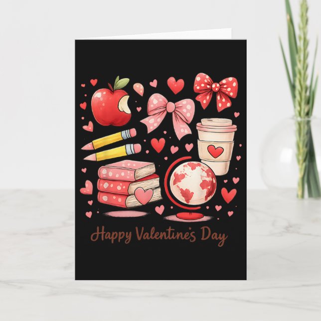 Carte Professeur Saint-Valentin Fournitures scolaires mi (Devant)