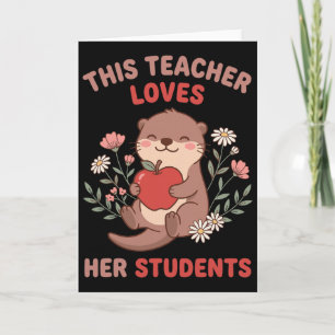 Carte Professeur Saint-Valentin Loutre Pomme Amour Élève