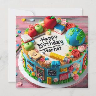 CARTE PROFESSEUR THÈME DE GÂTEAU D'ANNIVERSAIRE