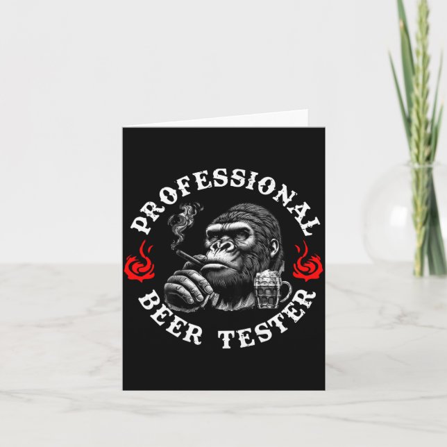 Carte Professional Beer Tester Funny Drinking Monkey Quo (Devant)