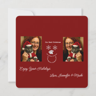 Carte Profitez de vos vacances, Photo de chat de Noël et