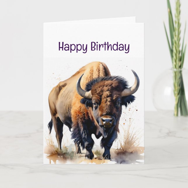 Carte Profitez de votre bison d'anniversaire Buffalo ani (Devant)
