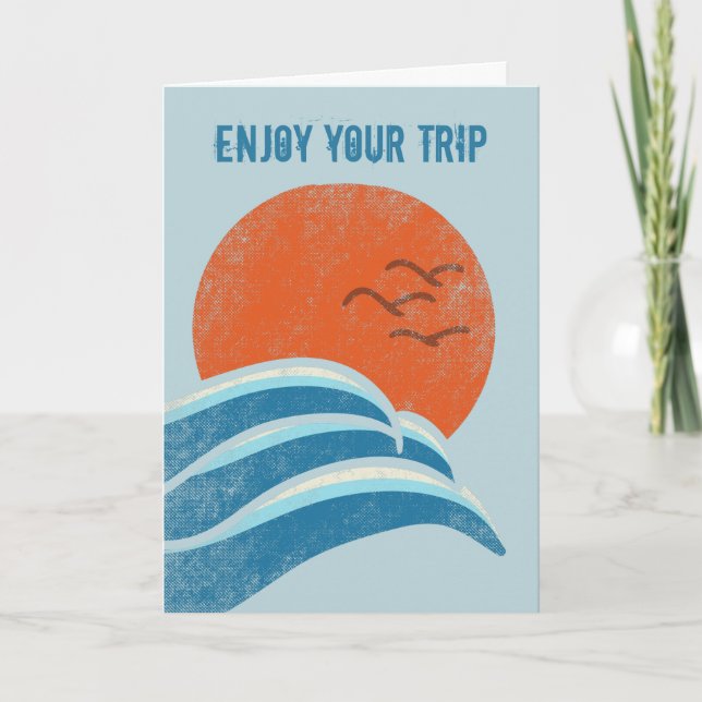 Carte Profitez de votre voyage Retro Weaves et Sun Grey (Devant)