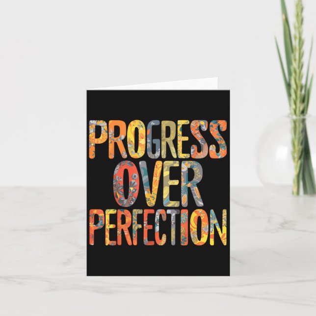 Carte Progress Over Perfection Motivation Motivational T (Devant)