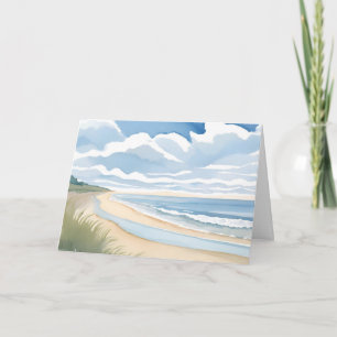 Carte Promenade au bord de la plage Aquarelle de l'océ