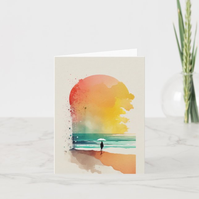 Carte Promenade dans les Waves Abstrait Beach Art (Devant)