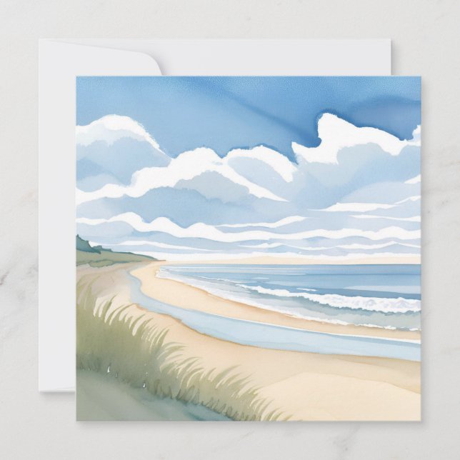 Carte Promenade du rivage | Aquarelle de l'océan côtier (Devant)