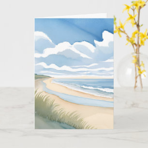 Carte Promenade du rivage de la plage Aquarelle de l'o
