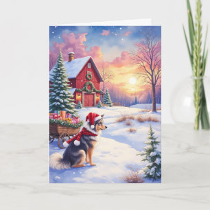 Carte Promenade en traîneau de Noël dans la grange avec 