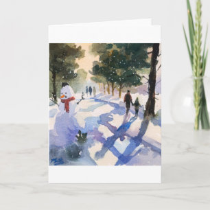 Carte Promenade hivernale à travers l'aquarelle de la fo