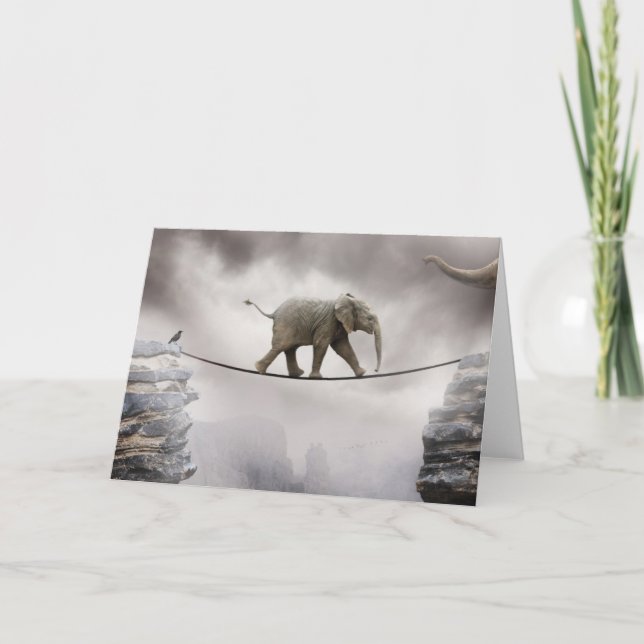 Carte Promenades d'éléphant de bébé Tightrope (Devant)