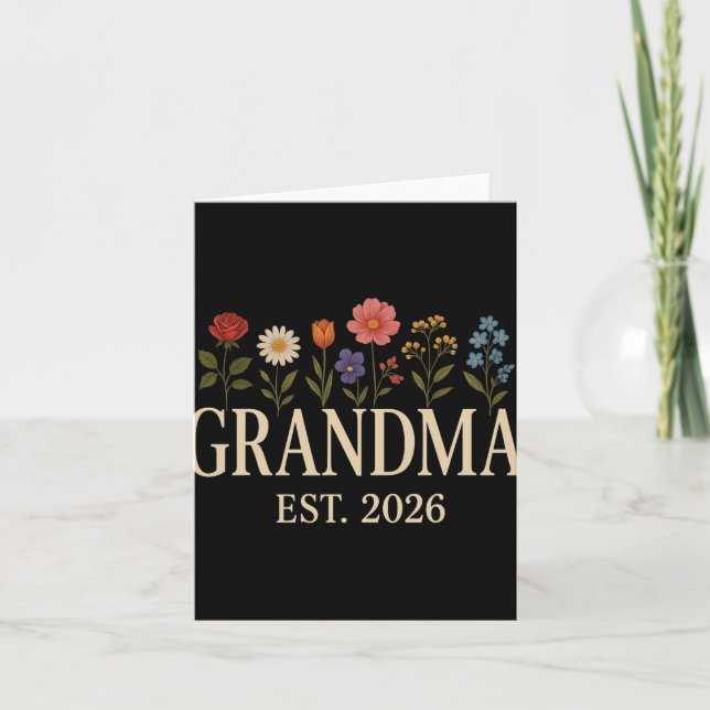 Carte Promoted To Grandma 2026 Pregnancy Flower New Gran (Devant)