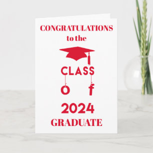 Carte Promotion 2024 - Félicitations Diplômé - Rouge
