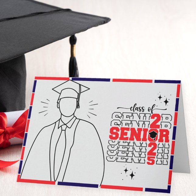 Carte Promotion 2025 Garçon Diplômé Moderne (Créateur téléchargé)