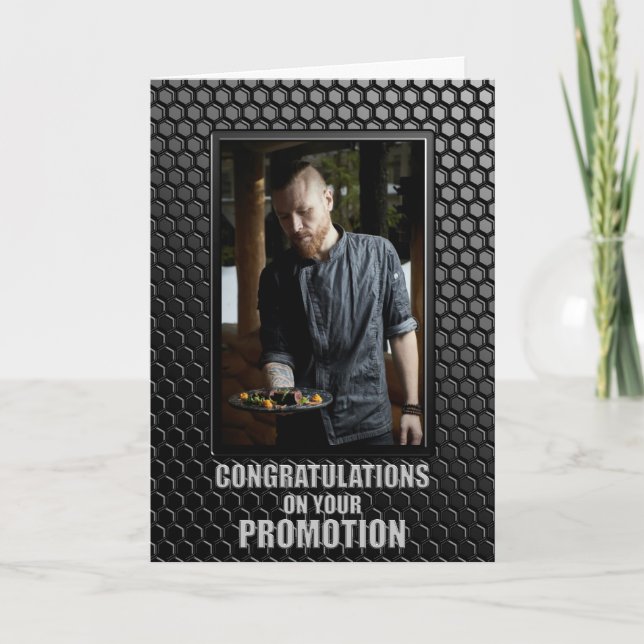 Carte Promotion Motif géométrique noir photo personnalis (Devant)