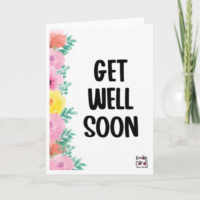Carte Prompt rétablissement - Fleurs colorées (Devant)