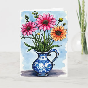 Carte Prompt rétablissement Fleurs de couleur vive dans
