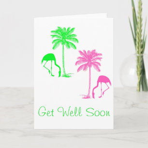 Carte Prompt rétablissement Palmiers Tropicaux Flamants 