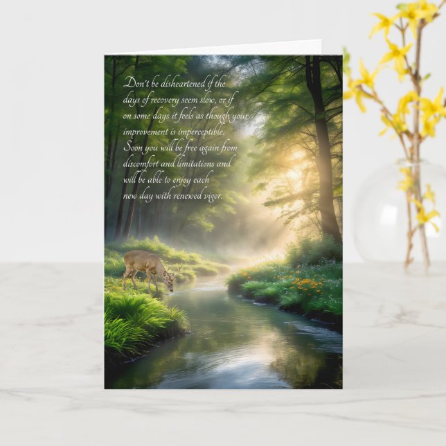 Carte Prompt rétablissement Sentimental Ruisseau et Cerf (Fleur jaune)