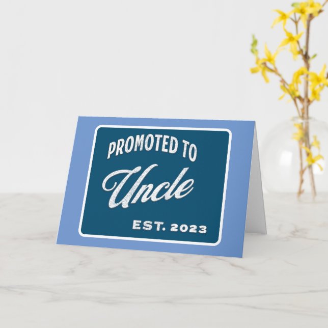 Carte Promu À Oncle Est. 2023 Pour Oncle Première Fois (Fleur jaune)