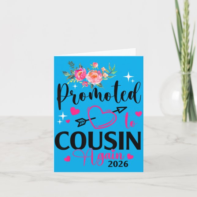 Carte Promu Cousin Encore Ét 2026 Fleurs Cœurs (Devant)