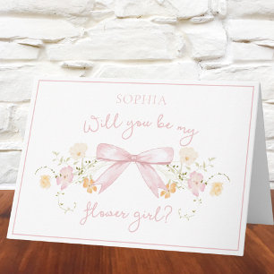 Carte Proposition chic Flower avec Bow et nom rose