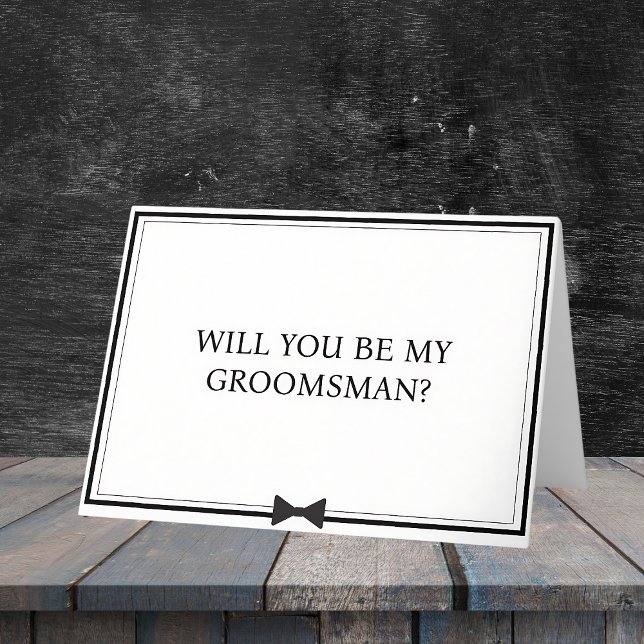 Carte Proposition de cuvette classique noir et blanc (Make your groomsman proposal modern and chic with this minimalist bowtie card. )