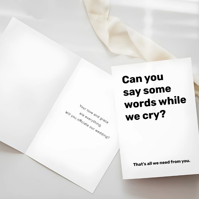 Carte Proposition Drôle D'Officier Mariage - Dites Quelq (Funny Wedding Officiant Proposal – Say Some Words Card)