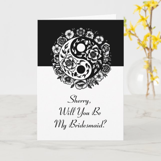 Carte Proposition Floral Yin Yang Bridesmaid (Fleur jaune)