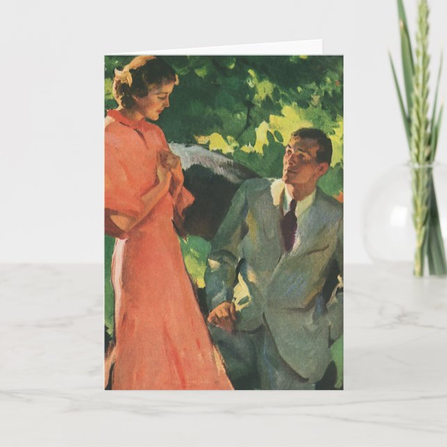 Carte Proposition vintage ; Voulez-Vous M'Épouser ? (Devant)