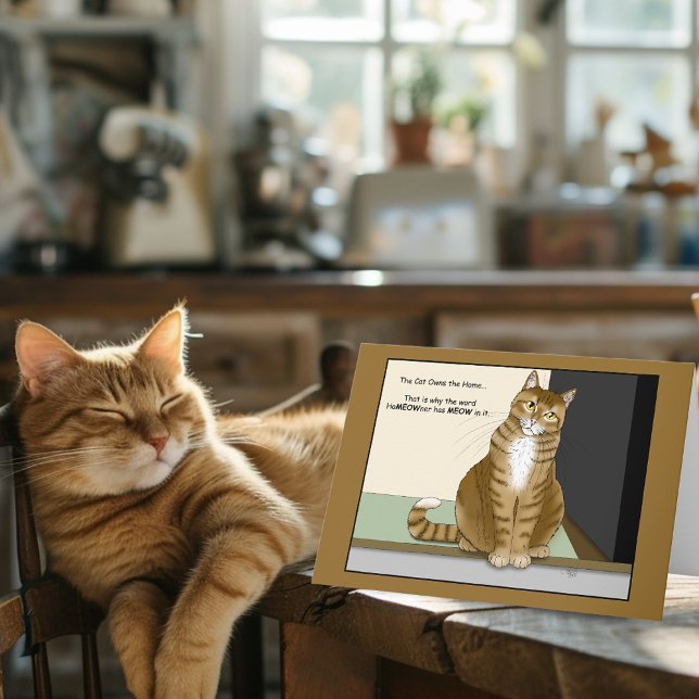 Carte Propriétaire Chat Tigré Orange Drôle de Chat (Créateur téléchargé)