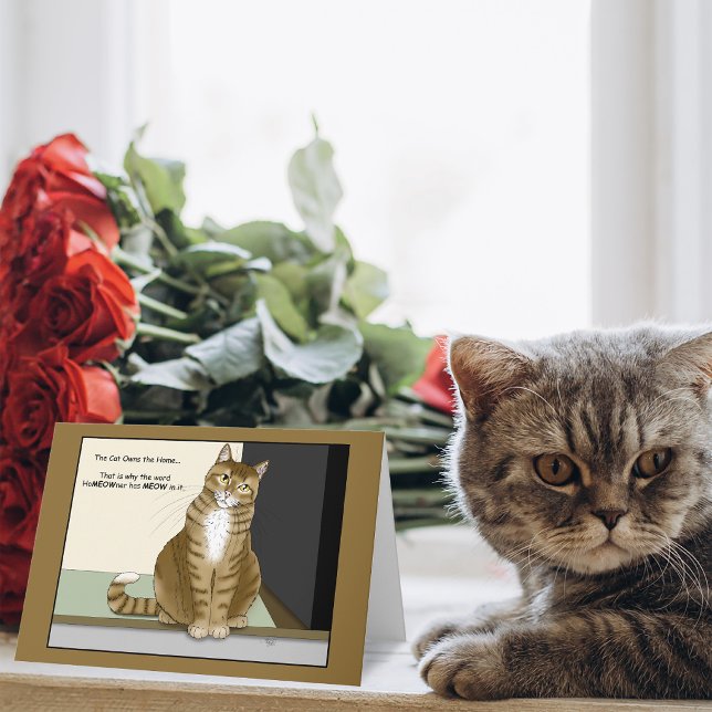Carte Propriétaire Chat Tigré Orange Drôle de Chat (Créateur téléchargé)