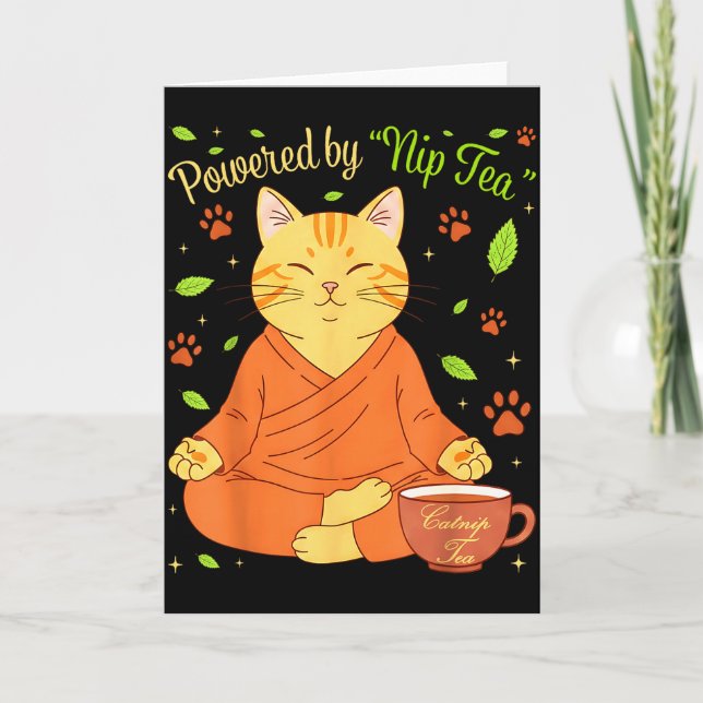 Carte Propulsé par Nip Tea Drôle de Chat en Méditation Y (Devant)