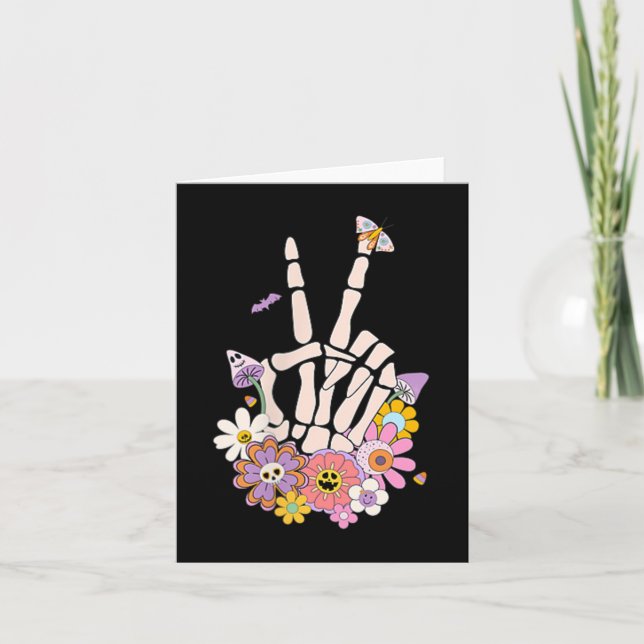 Carte Protect Your Peace Flower Skull Skeleton Hand Ment (Devant)