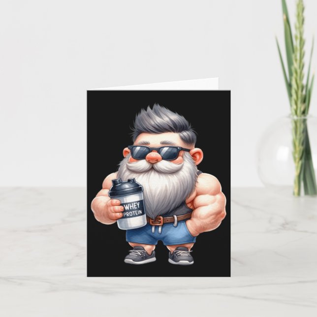 Carte Protéine de Whey Gnome Papa Funny Bodybuilder Grap (Devant)