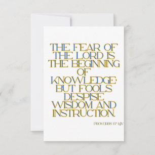 Carte Proverbes 1:7 KJV Bible Écriture Salutation