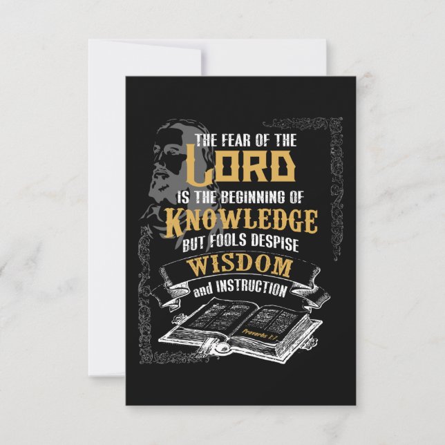 Carte Proverbes 1:7 KJV Bible Verse Salutation (Devant)