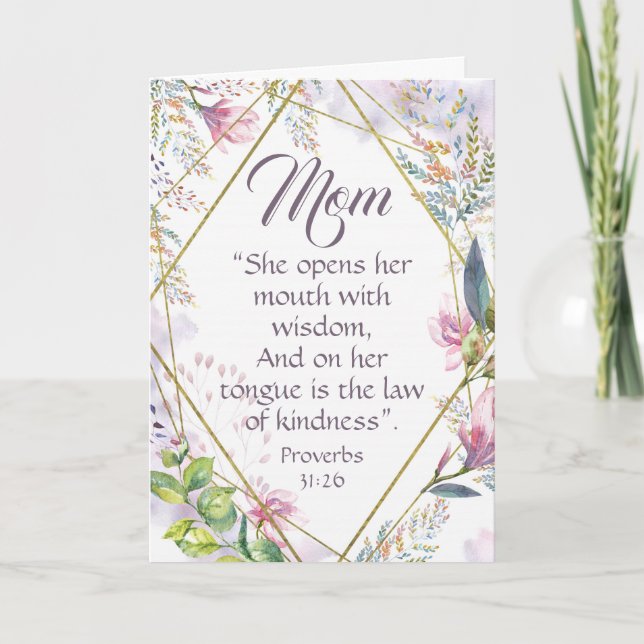 Carte Proverbes 31 Bible Verse Christian Mothers Day Car (Devant)