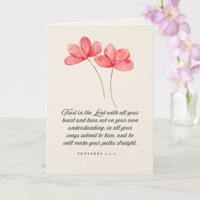 Carte Proverbes 3:5–6 Fleurs roses Confiance dans le Sei (Orchidée)