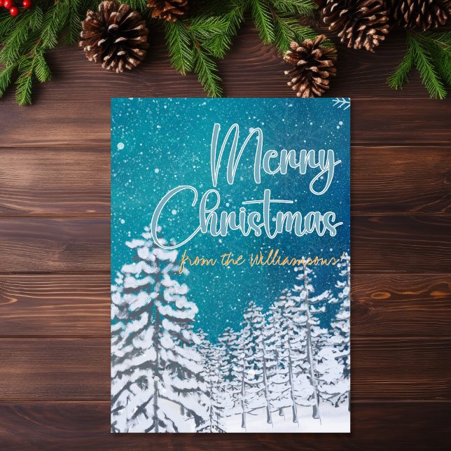Carte Proverbes de la scène d'hiver 17:22 Joyeux coeur N (Merry Heart Proverbs 17:22 Bible Verse Christmas Card)
